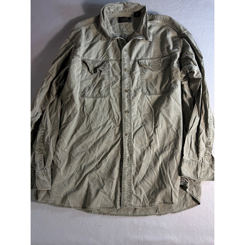 RedHead Mens 2XL Olive Green Cotton Button Down Utility Work Shirt RHS14-1